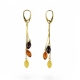 Amber earrings silver - gold metal style